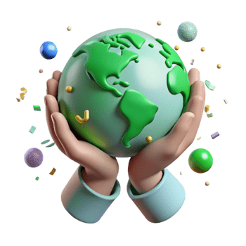 beautiful artistic Hands Holding Earth with Green Continents Transparent Background high quality png