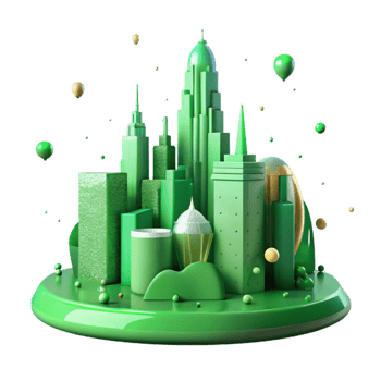 extraordinary traditional Green City Skyline Silhouette Cutout with Orange Sunset high quality png