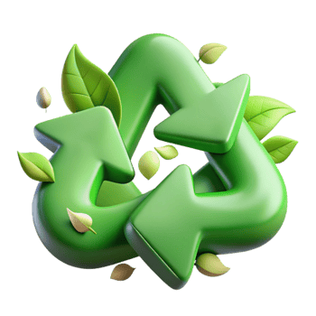 elegant classic Recycle Symbol with Leaves Green Tone Cutout png