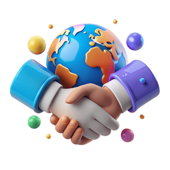 beautiful creative Handshake Over World Map Isolated Element with Bright Colors exclusive png