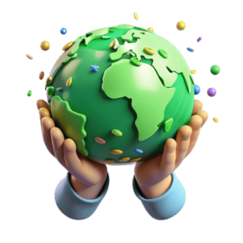 elegant contemporary Hands Holding Globe with Green Leaves Cutout png