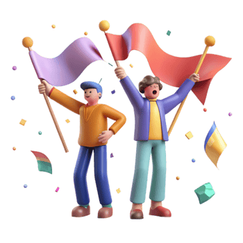 extraordinary modern People Waving Flags Celebration Bright Colors Cutout png