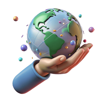 dramatic classic Hand Holding Globe with Green Continents and Blue Oceans Cutout original png