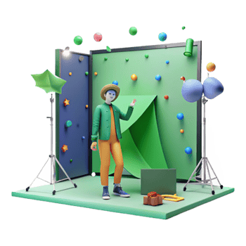 stunning classic Green Screen Studio with Person Cutout high resolution png