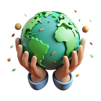 dramatic abstract Hands Holding Globe with Green Leaves Cutout png