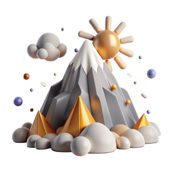 serene abstract Mountain Peak with Clouds Cutout with Fluffy Clouds exclusive png