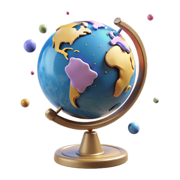 magnificent rustic Globe with Stand Side View Isolated detailed png