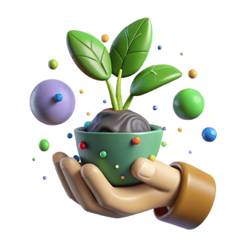 dramatic abstract Green Thumb Holding Plant Isolated Cutout authentic png