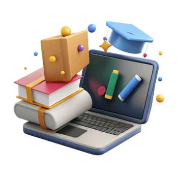 wonderful traditional Online Education Icon Laptop and Books Transparent Background premium png