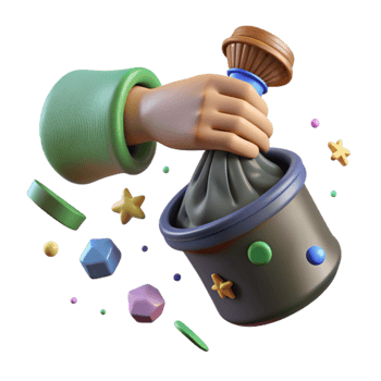 vibrant minimalist Hand Picking Up Trash Close Up View Isolated high resolution png