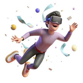 elegant modern Man Flying in Virtual Reality Isolated original png