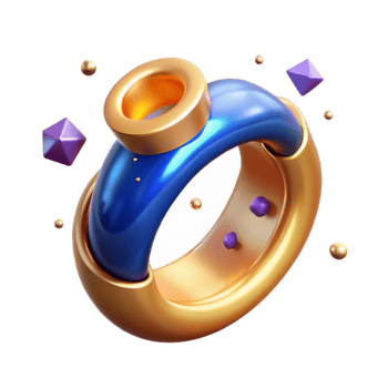 impressive abstract Golden Ring with Sapphire Isolated on a Transparent Background original png