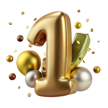 magnificent classic Metallic Font Number 1 Cutout Gold png