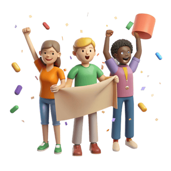dramatic artistic Group Holding Banner Protest Sign Cutout authentic png