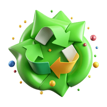 dramatic creative Recycling Symbol Isolated with Bright Green Hue genuine png