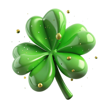 elegant abstract Irish Shamrock Green Four Leaf Clover Isolated Transparent Background premium png
