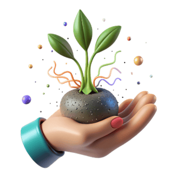 serene classic Hand Holding Seedling with Roots Cutout high quality png