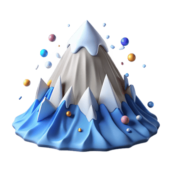 extraordinary traditional Mountain with Snow Covered Peak with Transparent Background and Blue Hues detailed png