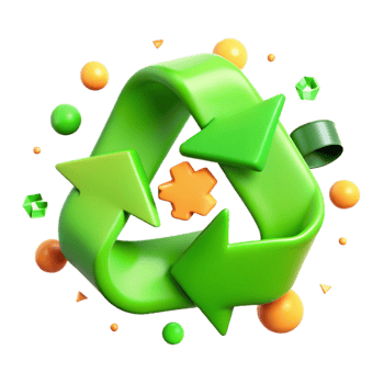 magnificent traditional Recycle Sign in Bright Green Color Transparent Background original png