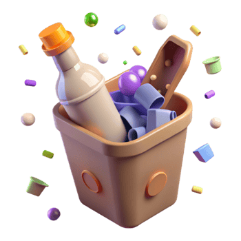 beautiful vintage Plastic Bottle in Recycle Bin Isolated Element detailed png