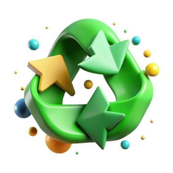 elegant traditional Recycling Symbol Green Icon Cutout on Transparent Background high resolution png