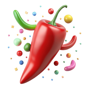 stunning classic Red Chili Pepper Cutout with Stem Detail detailed png