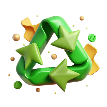 impressive traditional Green Recycling Symbol with Arrows Transparent Background original png