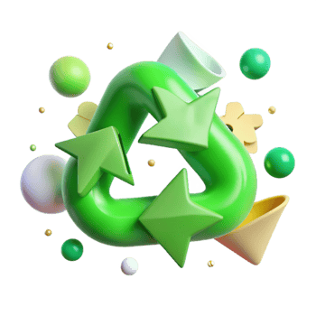 serene rustic Green Recycling Symbol with Arrows Transparent Background png