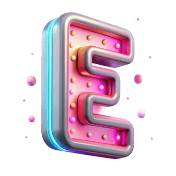 dramatic contemporary Neon Sign Letter E Isolated Pink Glow png