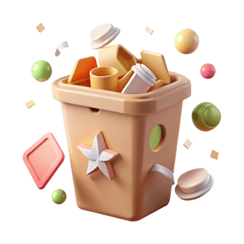 elegant traditional Recycle Bin with Paper and Cardboard Cutout detailed png