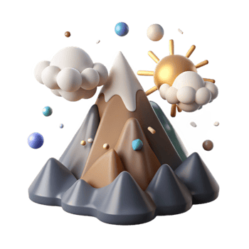 extraordinary traditional Mountain Peak with Clouds Cutout with Fluffy Clouds high resolution png