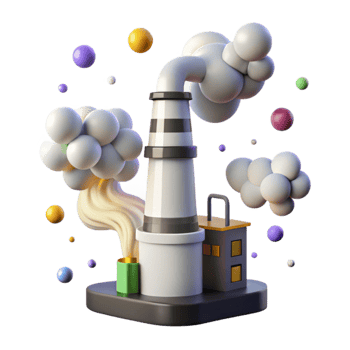 impressive creative Industrial Smokestack Fumes Isolated with White and Gray Smoke png