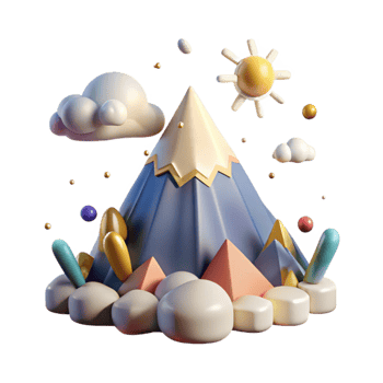 wonderful creative Mountain Peak with Clouds Cutout with Fluffy Clouds original png