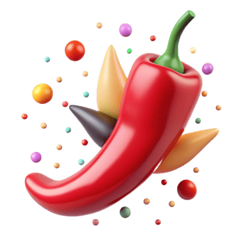 vibrant modern Red Chili Pepper Cutout with Stem Detail original png