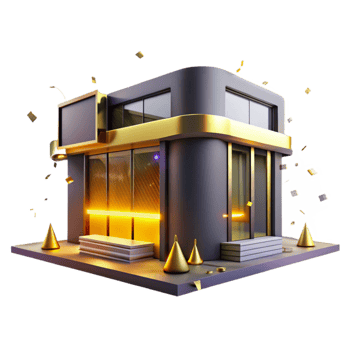 serene modern Modern Building at Night with Blue Lighting Isolated Element high resolution png