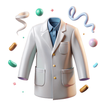 elegant abstract Lab Coat Illustration White Cotton Isolated premium png