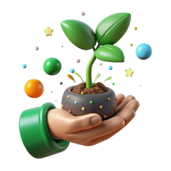 elegant artistic Green Thumb Holding Sprouting Seed Cutout premium png