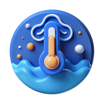 serene rustic Ocean Temperature Regulation Icon Blue Isolated Cutout png