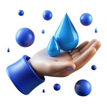 extraordinary creative Open Hand Receiving Rain Drops Isolated Element with Blue Hues high quality png