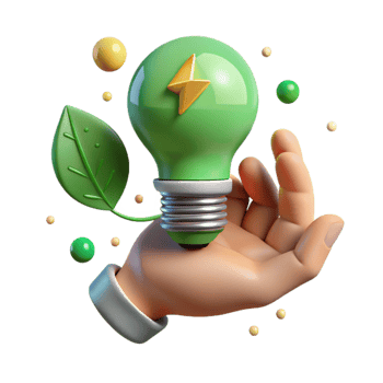 dramatic vintage Hand Holding Lightbulb with Green Energy Symbol Cutout authentic png