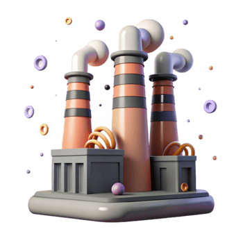 vibrant classic Industrial Smokestacks Against Gray Sky Isolated high resolution png