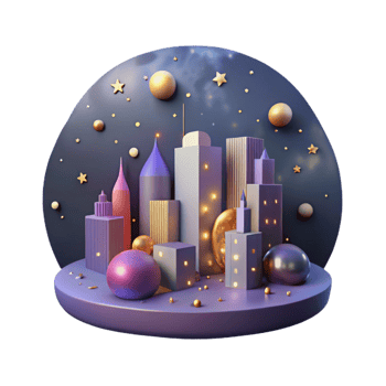 serene traditional Night Sky with City Lights Isolated Element png