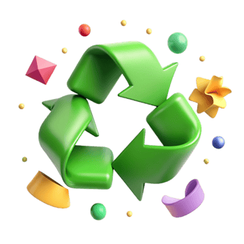 serene contemporary Recycling Symbol in Green Transparent Element exclusive png