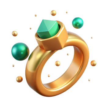vibrant vintage Golden Ring with Emerald Isolated on a Transparent Background premium png