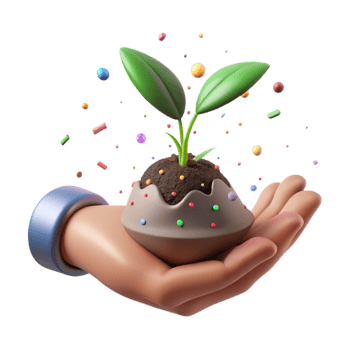 dramatic classic Hand Holding Native Plant Seedling for Rewilding Isolated authentic png