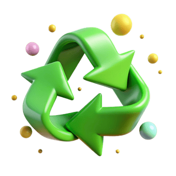 beautiful abstract Recycling Symbol Green Arrows Isolated Element premium png