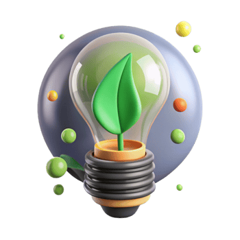beautiful classic Lightbulb with Green Leaf Inside Isolated high resolution png