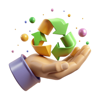 extraordinary rustic Recycling Symbol in Hand Isolated Cutout authentic png