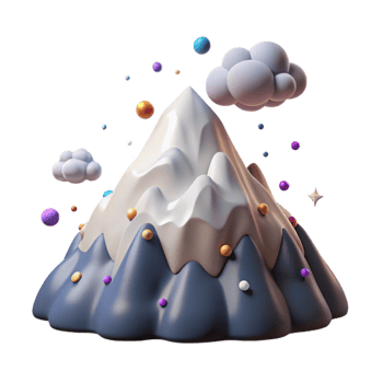 impressive modern Mountain Peak with Snow Cap and Clouds Isolated with Dramatic Sky detailed png