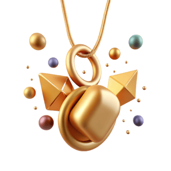 elegant traditional Gold Necklace with Pendant Detail Cutout premium png